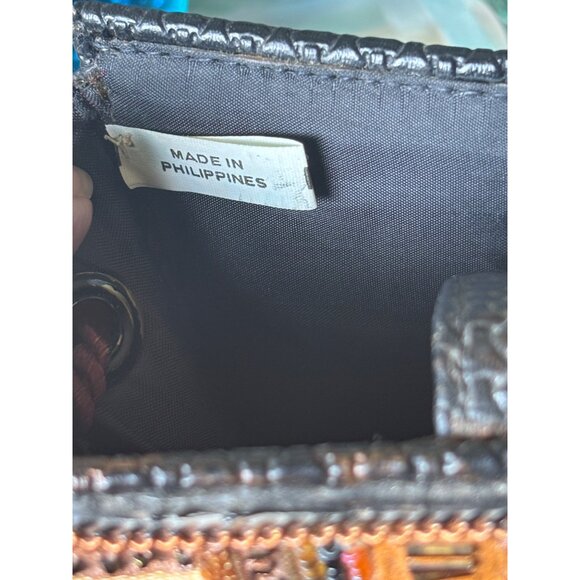 Handmade Beaded Mini Crossbody Bag Chain Strap Philippines Boho Chic Unique VTG - Picture 8 of 13